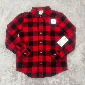 Boy Jumping Beans Christmas red & black plaid flannel long sleeve shirt (6)